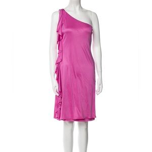 RALPH LAUREN BLACK LABEL One-Shoulder Silk Mini Dress. Size 4.